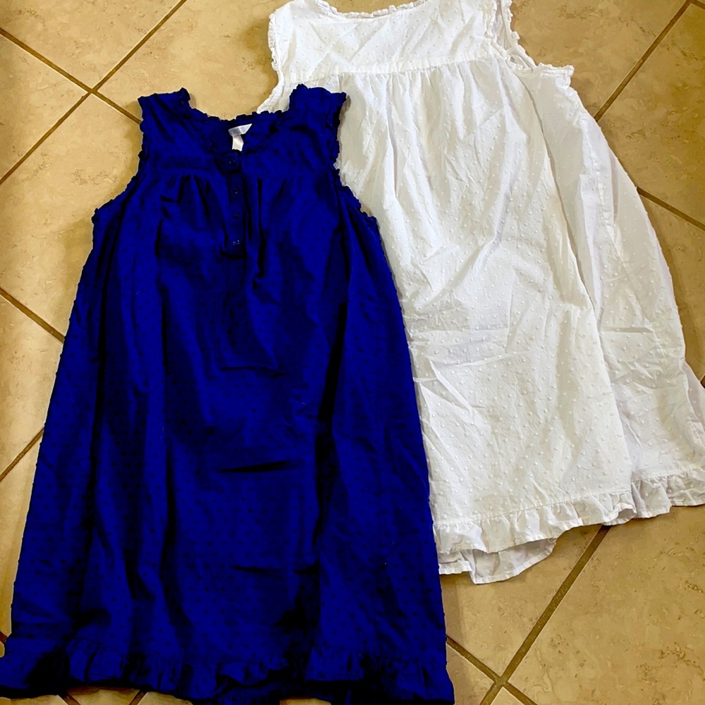 Blue and white nightgowns